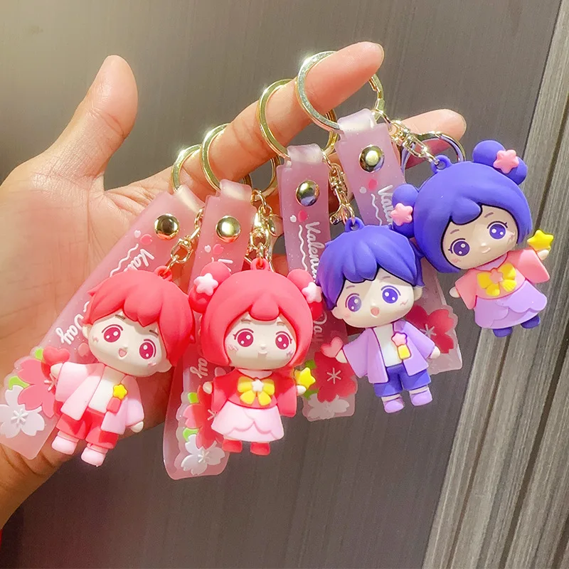 

Creative Cute Little Boy/girl Delicate Summer Couple Keychain Cartoon Doll Backpack Decoration Pendant Holiday Birthday Gift