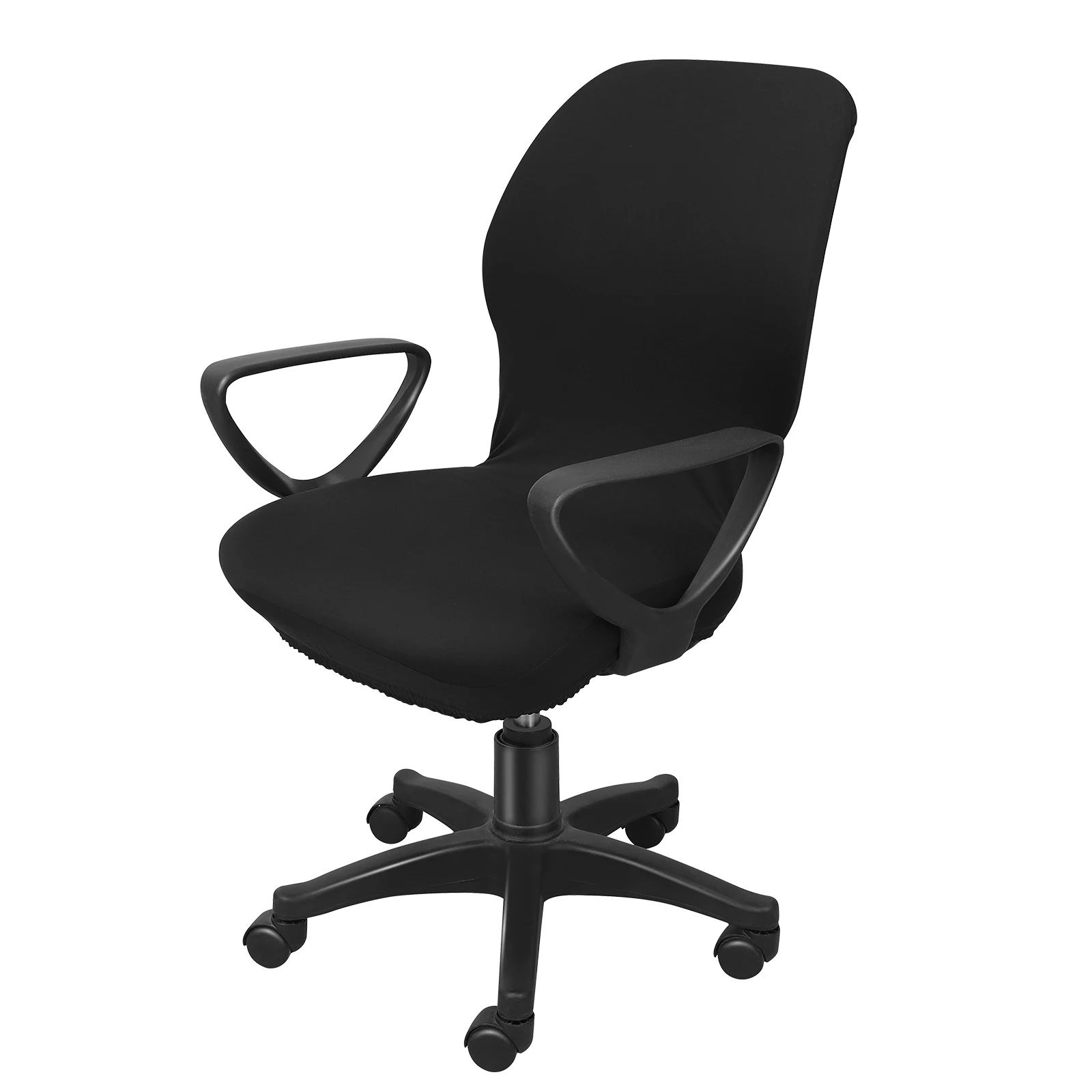 

Rotating Office Chair Cover Black Stretchable High Elastic Slipcover Protector Removable Machine Washable Desk Chair Case