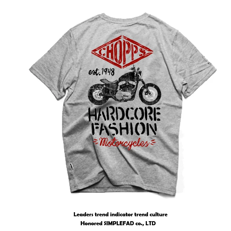 

American Style Classic Nostalgic Motorcycle Rider Locomotive Wind Heavy Cotton Retro Short-sleeved T-shirt Men