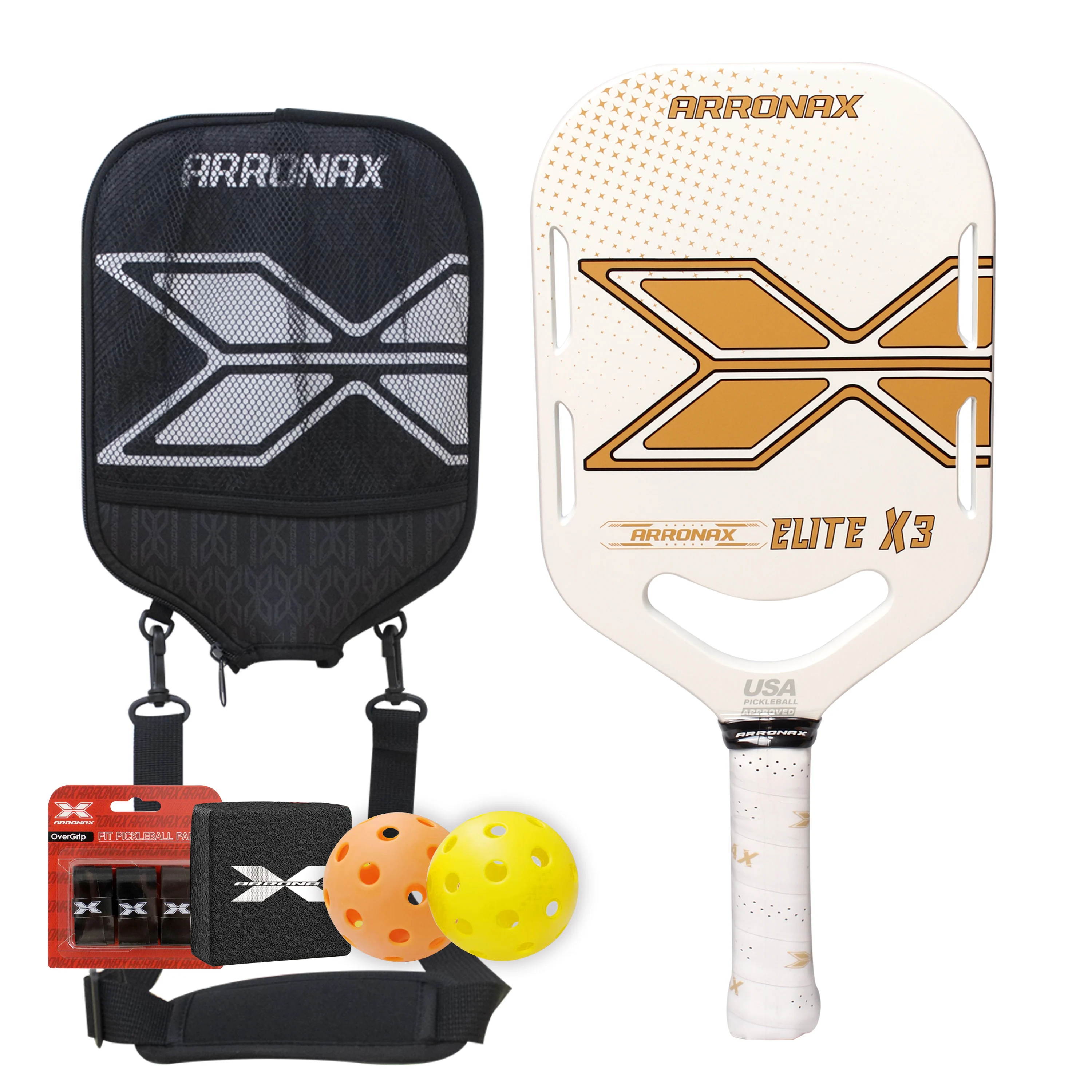 

ARRONAX USAPA Approved Thermoformed Carbon Fiber 16mm Pickleball Paddle Spin Textured Surface With Foam Edge Extended Grip