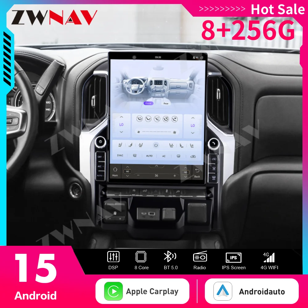 

16.2''4K For Chevrolet Silverado 2019-2023 Car Radio Carplay Android14 Vertical Screen Automotive 2 Din Multimedia Auto GPS
