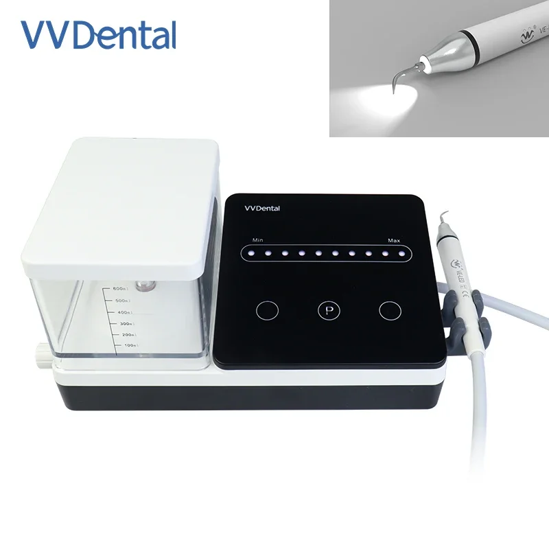 Dental Ultrasonic Scaler with 10Pc Tips, Cavitron LED Handpiece, 600ml Automatic Water Supply for Oral Washing Cleaning Supplies