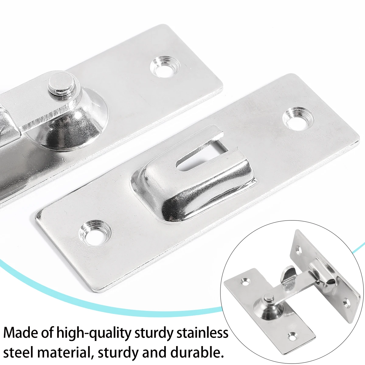 

Stainless Steel Door Latch 90 Degree Safety Lock Bolt for Indoor Outdoor Doors Durable Easy Install Anti Theft Hardware