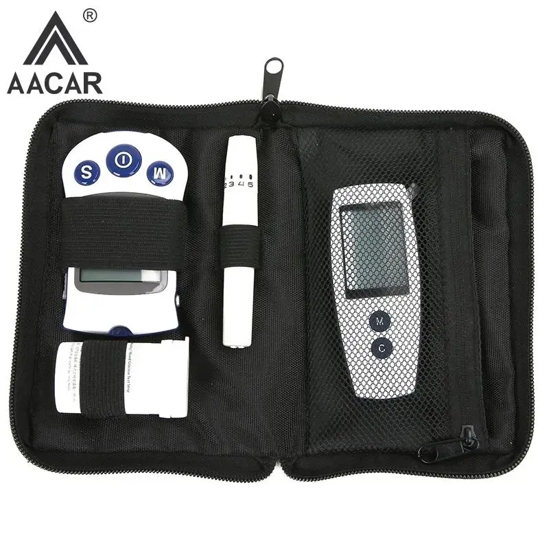 Portable Blood Glucose Meter Storage Bag Blood Pressure And Oxygen Meter Carrier Organizer Black Zipper Storage Bag Household