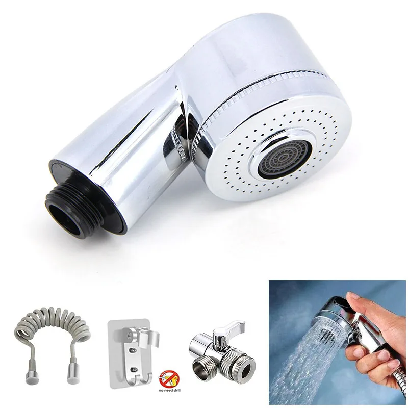 protable small Shower Head ABS Shampoo Hair wash Salon Shower Head Side Switch Type Bathroom Accessories Hardware set Q1