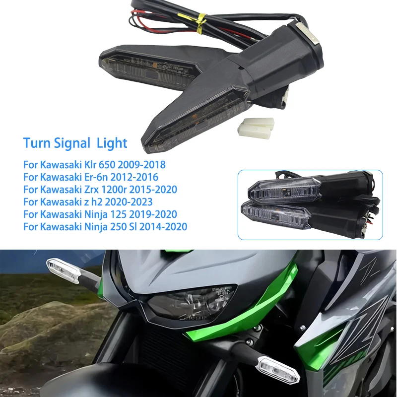 

Аксессуары для мотоциклов, светодиодный указатель поворота для Kawasaki KLR650 ER-6N ZRX1200R Z H2 Ninja 125 250SL, модели, индикаторная мигалка, лампа