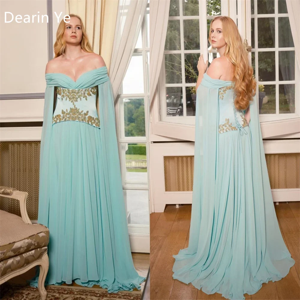 Customized Saudi Arabia Dearin Off-the-shoulder A-line Floor Length Skirts Draped Layered Tulle Shirred Embroidery Bespoke Occas