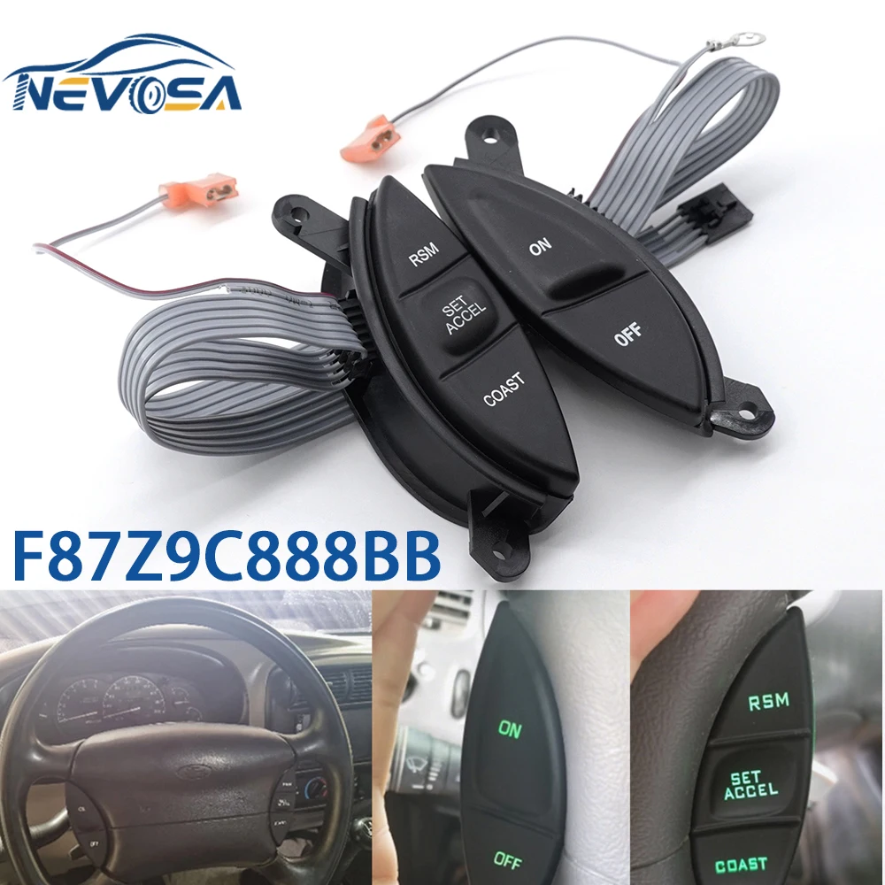 NEVOSA F87Z9C888BB para Ford Ranger Explorer Sport Trac F150 Mercury Mountaineer volante Control de crucero Kit de botones de interruptor
