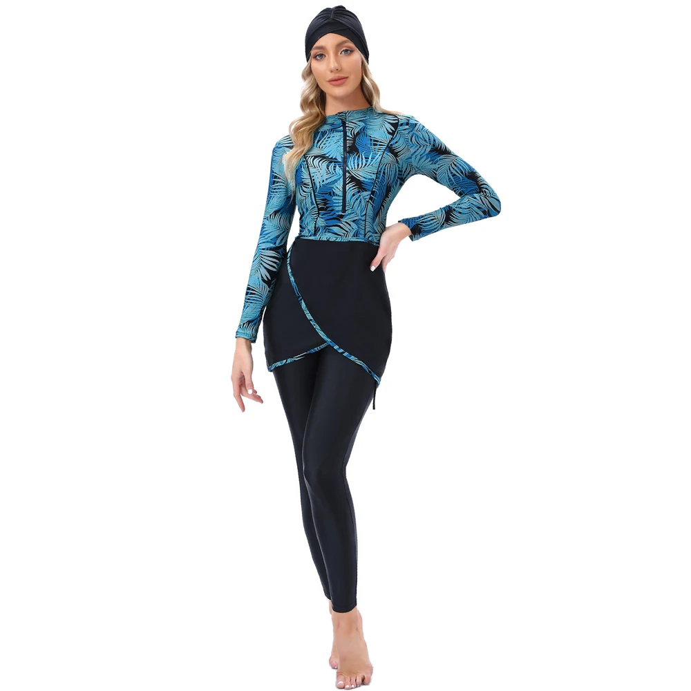 Women Modest Clothing Long Sleeves Sport Swimsuit Muslim Swimwear Islamic Muslimah Burkinis Hijab Wear Bathing Suit