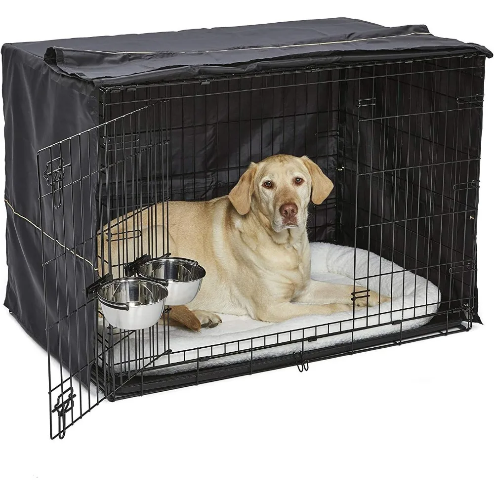 iCrate Dog Crate Starter Kit 42-Inch Ideal for Large Dog Breeds (weighing 71 - 90 Pounds) Includes Crate With Cover, Pet Bed,