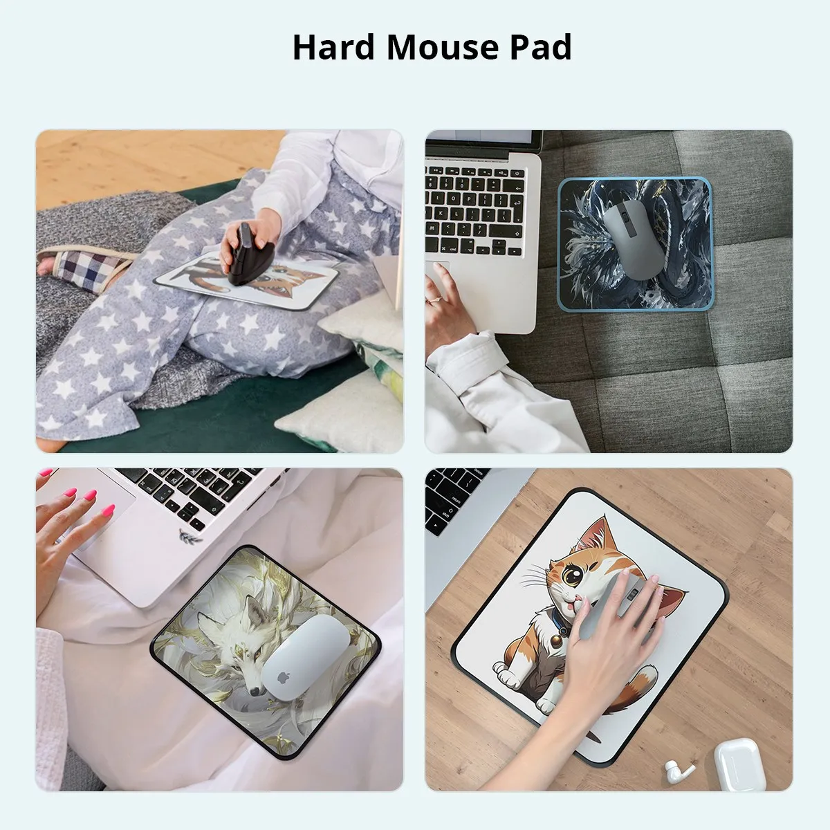 Cartoon Mouse Pad - Cute Computer Gaming Hard Mouse Pads for Sofa Bed Office Business Small Medium Size Black Blue MousePad