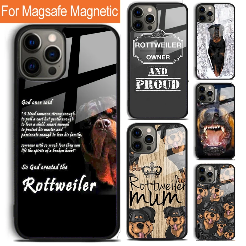 Rottweiler cute cartoon heart dog Phone Case For iPhone 16 15 14 13 12 11 Pro Max Plus Magsafe Magnetic Wireless Charging Cover