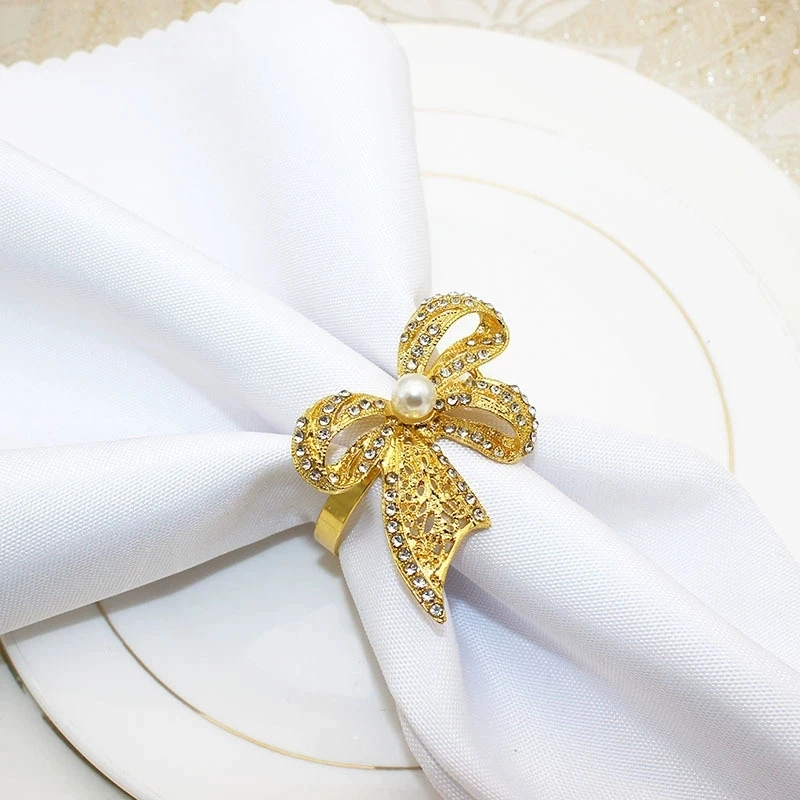 6pcs/lot High end restaurant bow Napkin rings Metal napkin holder, Table decoration and accessories Wedding Napkin Ring