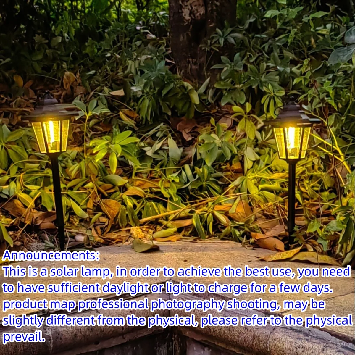 2-Pack Vintage Hexagon LED Solar Lights, Outdoor Pathway Garden Yard Decor, Plastic Material