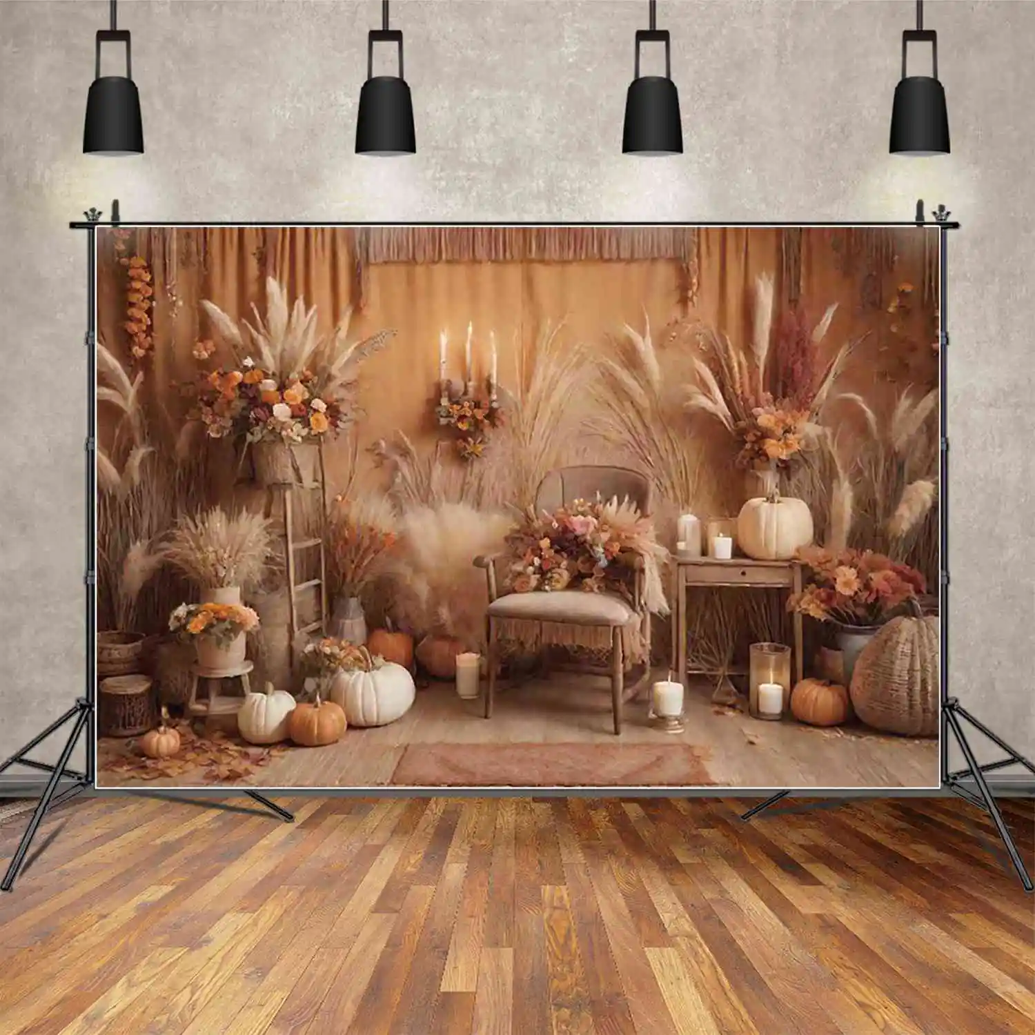 MOON.QG Bohemia Farm Photography Backdrop Thanksgiving Thatch Boho Photozone Background Children Photo Studio Photocall Props