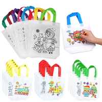 5pcs Graffiti Bag Non Woven Kids Drawing Manual DIY Coloring Environment Protection Children Painting Puzzle Toys Handbag TMZ