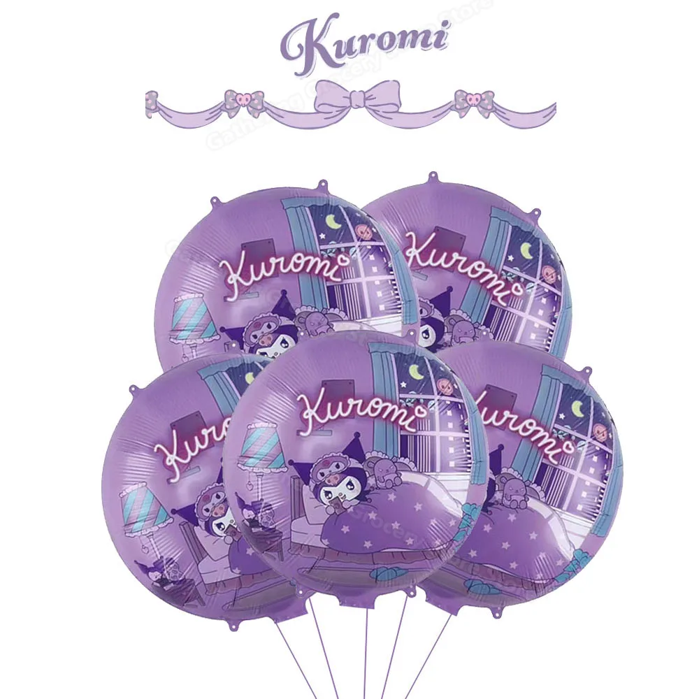 Kuromied My Melodyed Cinnamorolled 5Pcs Round Foil Ballon Party Supplies Decor Anime Figure Inflate Helium Globos Scene layout