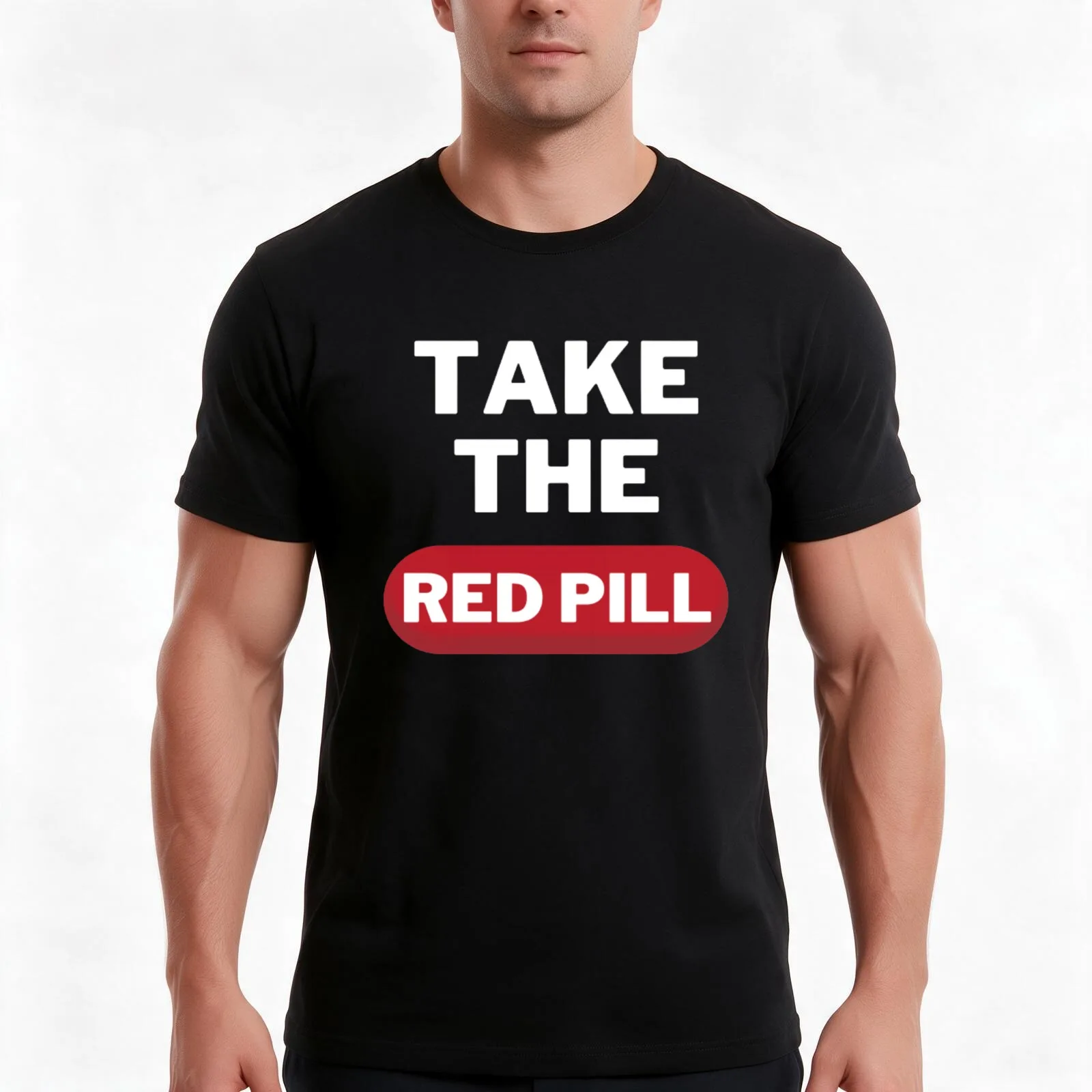 Take The Red Pill T-Shirt, Summer Casual Cotton Tee, Oversized Streetwear Tops, Vintage Graphic Print, Loose Fit Short Sleeve