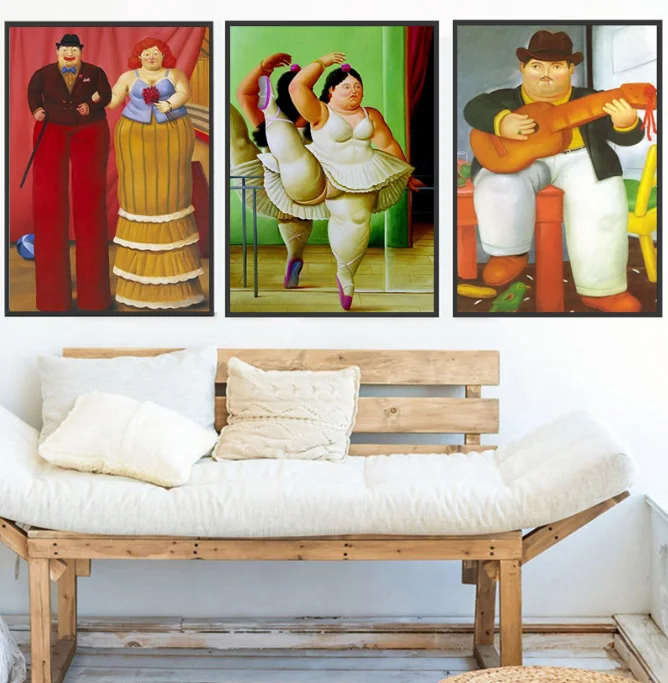 Fernando Botero Famous Figure Poster Abstract Cartoon Funny Dancer Canvas Painting Nordic Wall Art Picture for Living Room De