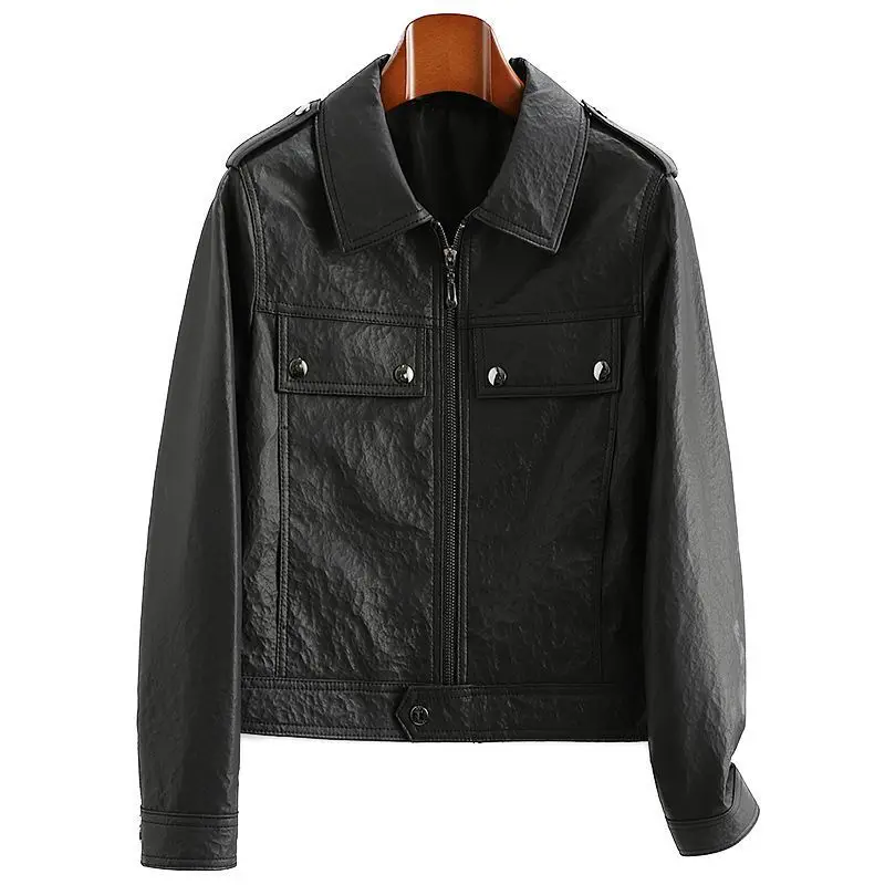 Fashion sheep leather casual short jacket  autumn new motorcycle style women's leather jacket,ladies' leather jackets