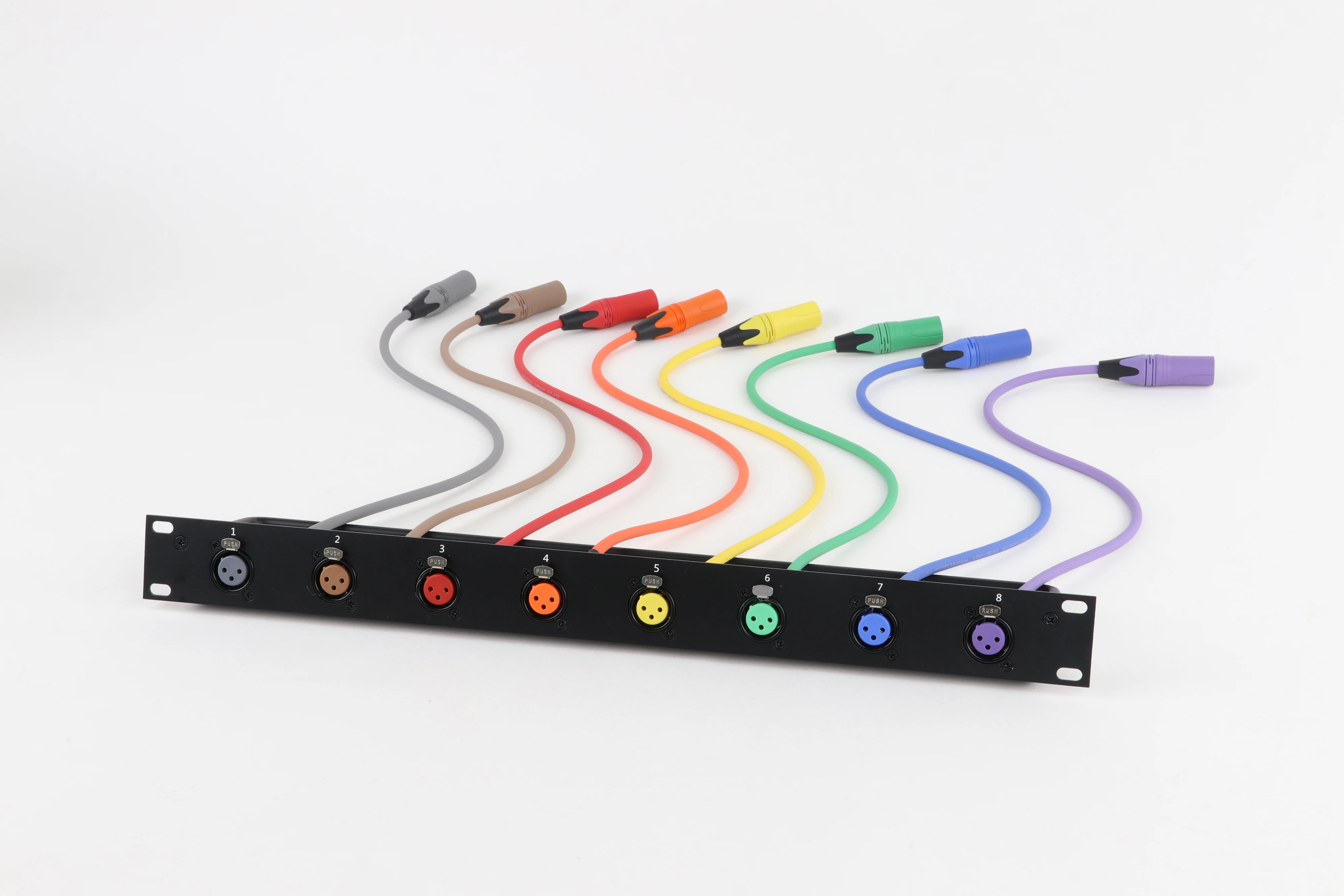 Customized 8-Way 1U Cabinet XLR Audio Jumper Rack,8-Hole 3Pin XLR Female Panel Mount MIC Socket To 3Pin Male XLR Audio Cable
