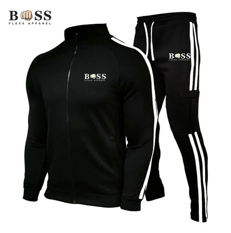 New High Quality Spring and Autumn Men\'s Zipper Sportswear Set Fashion Men\'s Sportswear Set Long sleeved Pants Sportswear Set