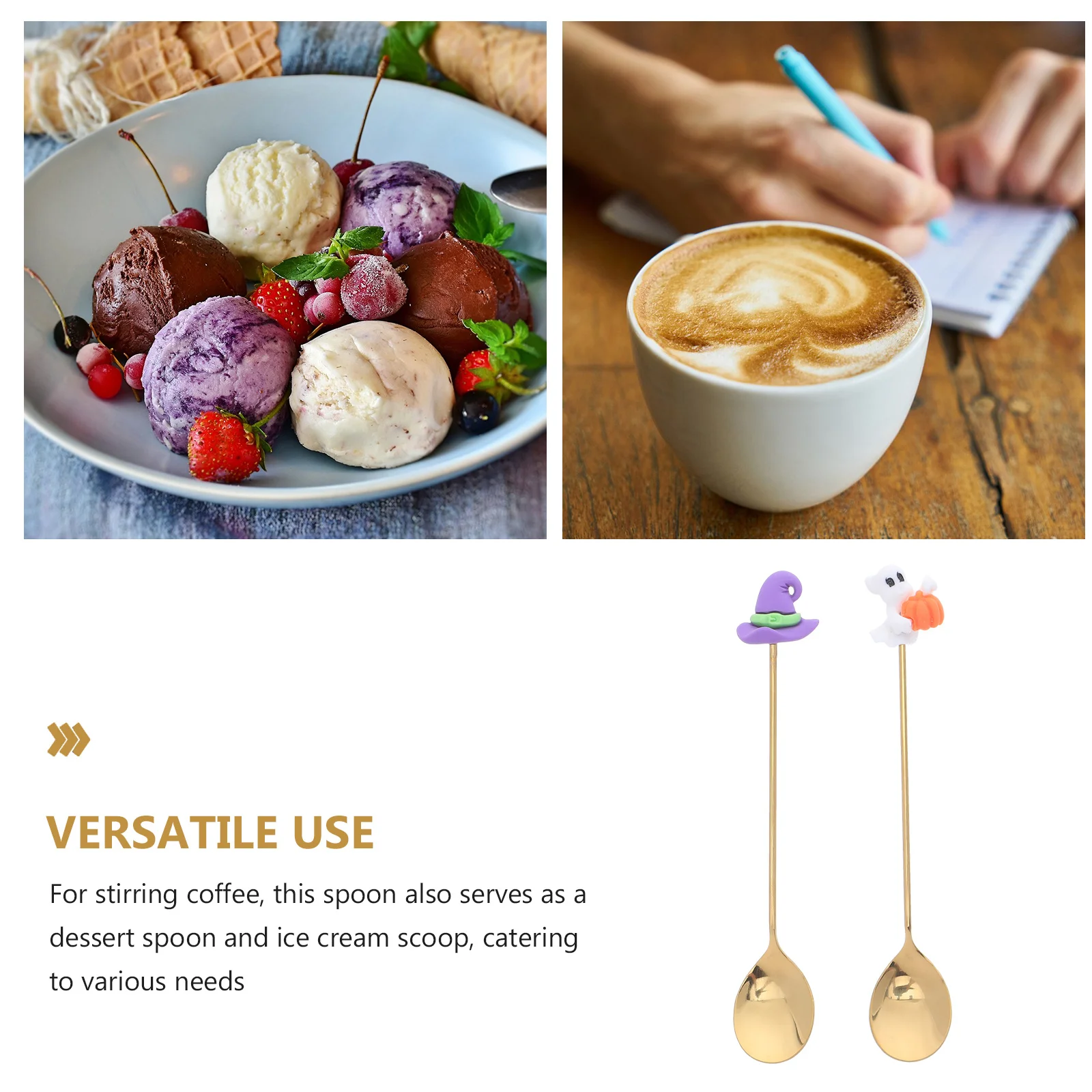 6 قطع من ملعقة الحلوى المصنوعة من الفولاذ المقاوم للصدأ، رأس مستدير، سهلة التنظيف، ملعقة معدنية مريحة للحفلات