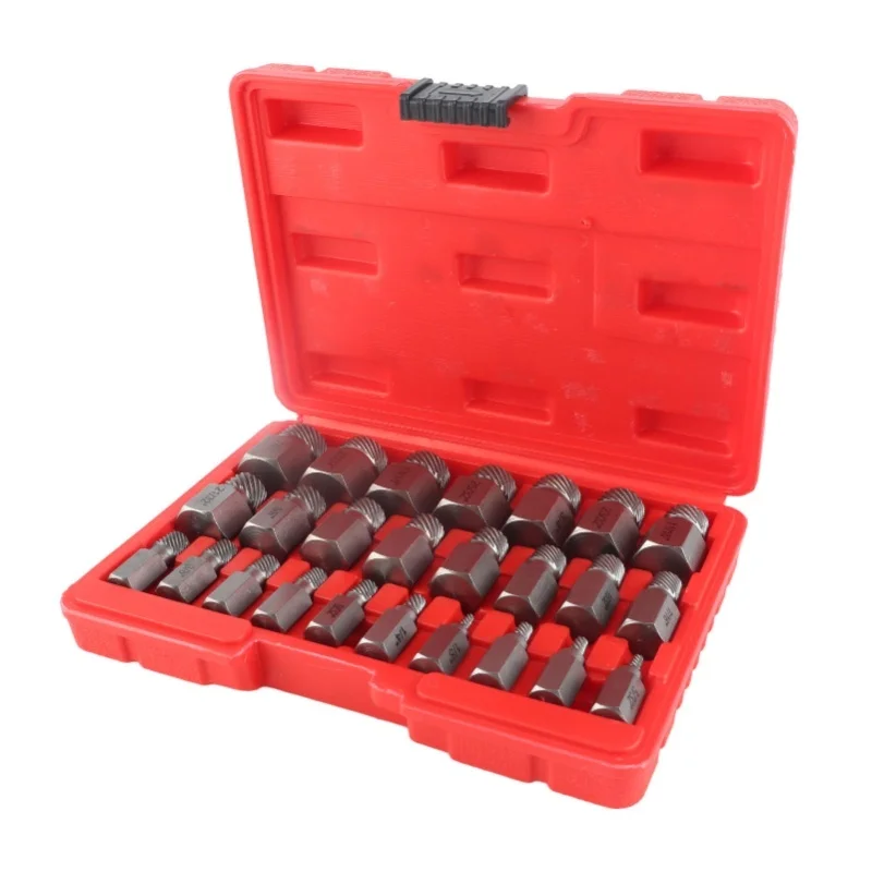 25PCS Damaged Screw Extractor Kit Hex Head Bolt Remover Chrome Molybdenum Steel Broken Screw Removal Tool