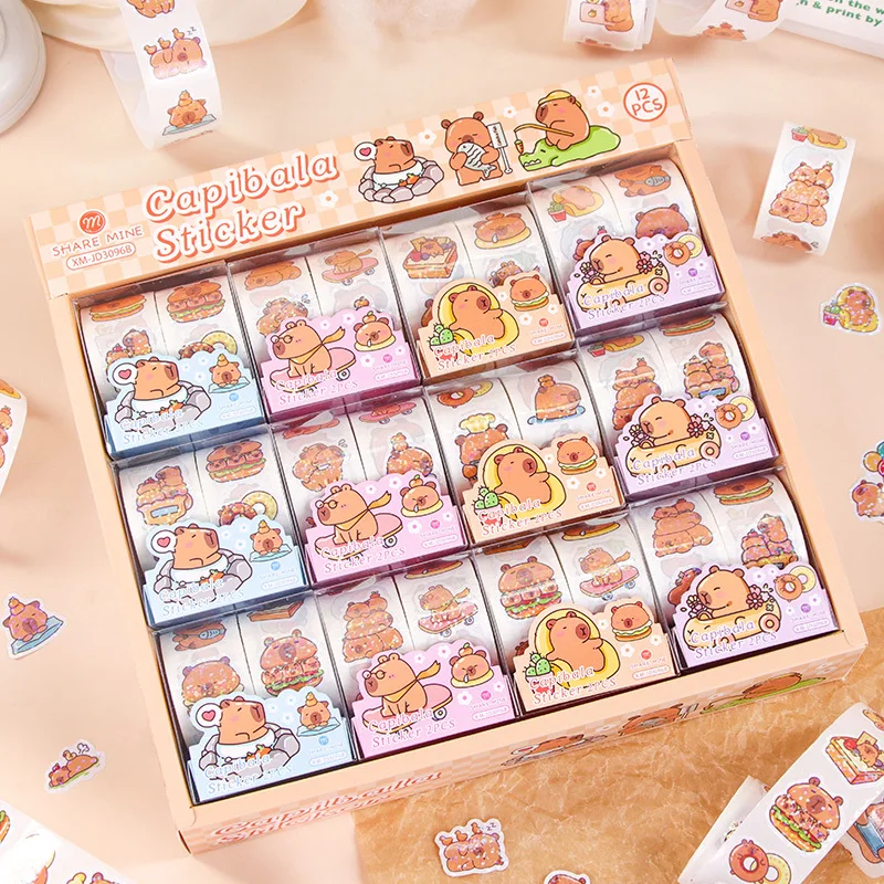 Contain Random Items, Holographic Capybara Roll Stickers, Cute Die-Cut Stickers, Decorative Labels for Journaling, Scrapbooking