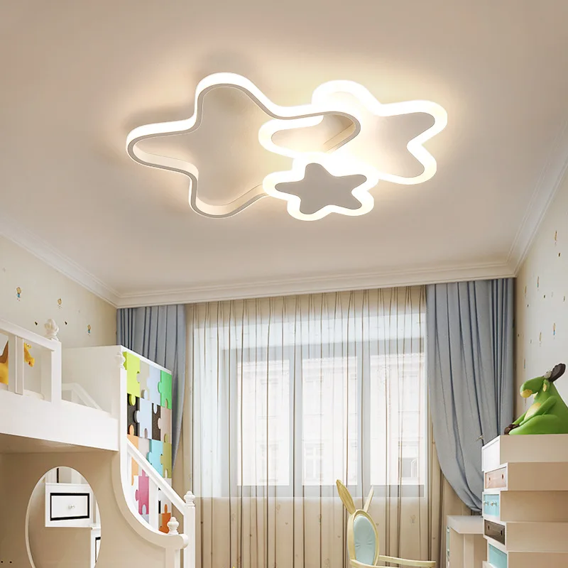 Led Star Ceiling Lamp For Children's Girls Room Bedroom Study Cloud Ceiling Light Heart Shape Pink Child Kid Chandelier Lighting