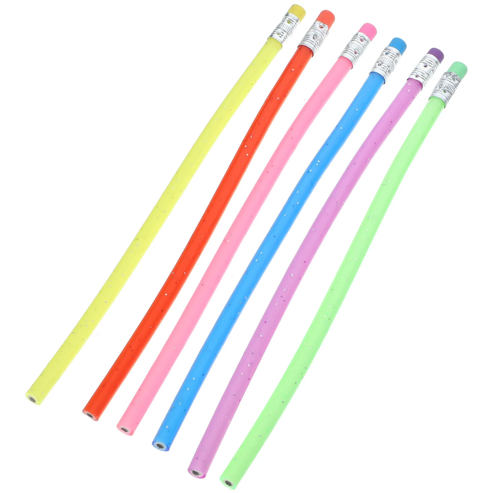 

12Pcs Bendable PVC Pencil Random Colors Flexible Novelty Writing Eraser Eco Friendly Green Product Gift School Supplies