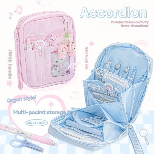 Imagen 2 del producto Bolsa de almacenamiento con múltiples bolsillos para acordeón de órgano, bonita bolsa de almacenamiento multifuncional, Protector de pasaporte y documentos