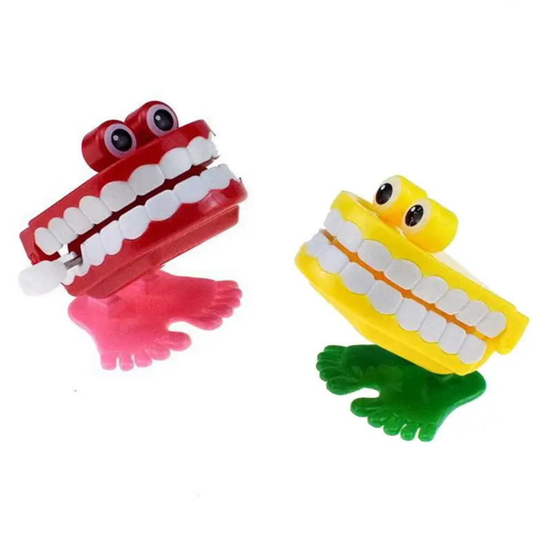 

Novelty Dentures Clockwork Fun Toy Teeth Clockwork Beating On The Chain Classic Toys Halloween Funny Teeth Model Toys Kids Gift