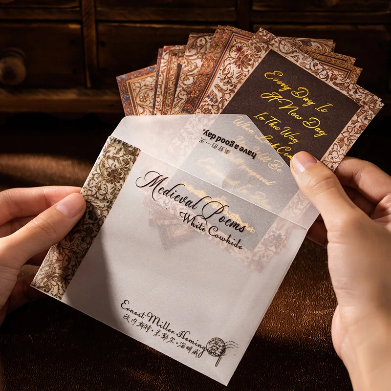 10pcs/pack Great Writer Theme Gold Foil Craft Paper, Retro Literary Pattern & Gilded Accent, for Journal Scrapbook Deco