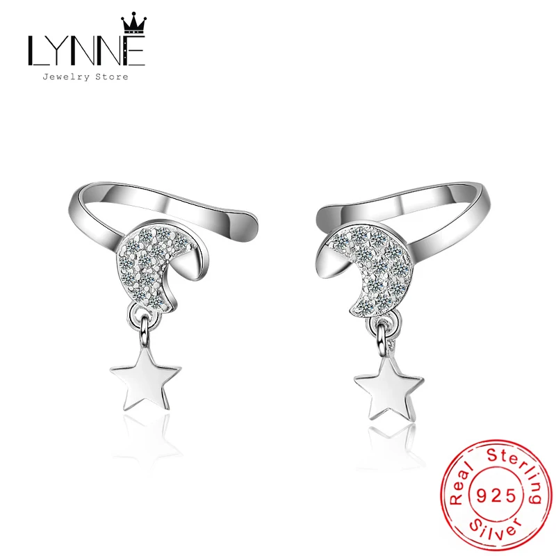 

Fashion Elegant Star Moon Rhinestone Pendant U Shape No Hole Clip Earrings Women Jewelry Gift 925 Sterling Silver Zircon EarCuff