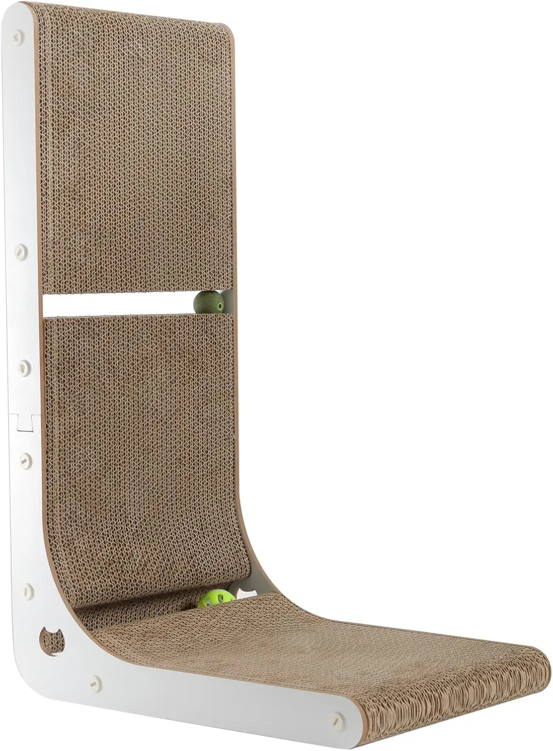 

Cardboard Cat Scratcher, Vertical Cat Scratching Board, 23.6 Inch L-Shape Cat Scratch Pads with Built-in Catnip Toy Ball