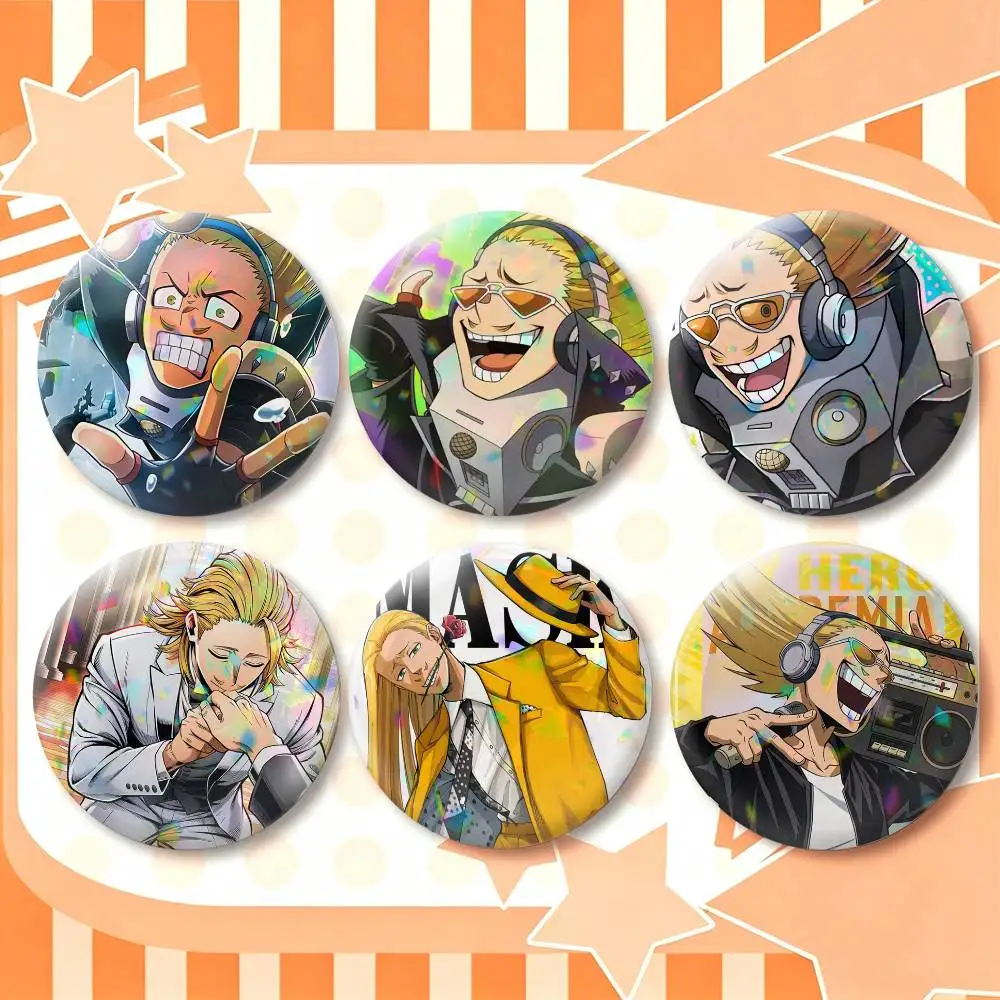 Cartoon Character Present Mic  25 32 44 58 75mm Badges Personalized Round Brooches Pins Accessory Gift