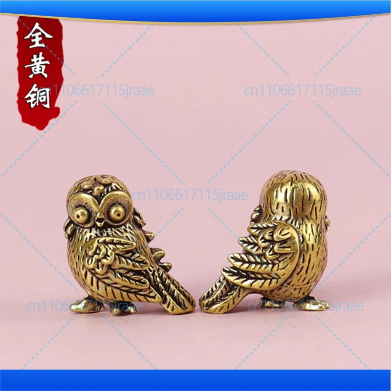 Mini Brass Owl Figurine - Cute Pocket-Sized Animal Statue for Desk Decor, Office, Shelf & Gift for Owl Lovers​