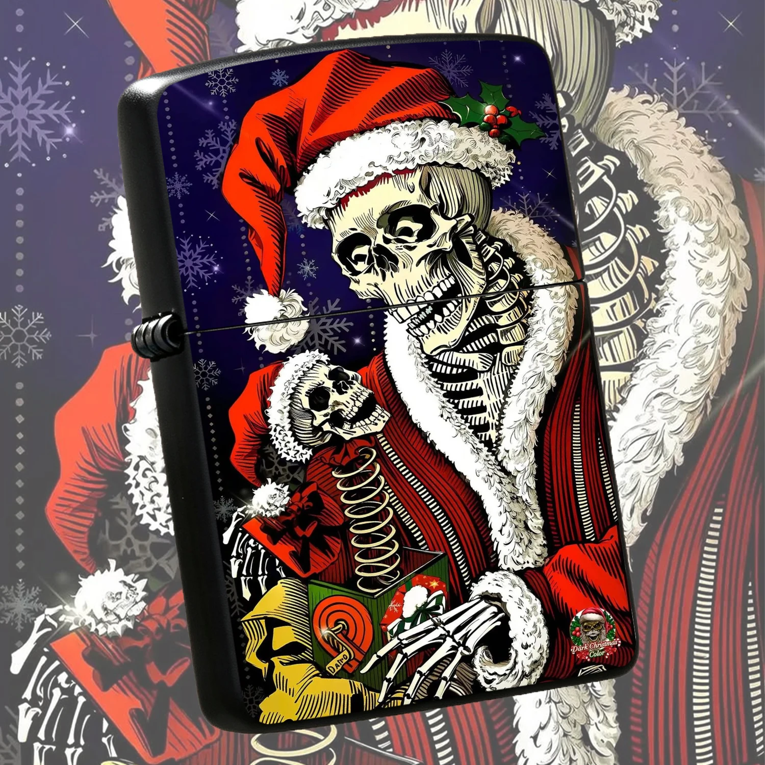 Creative Dark Christmas Skeleton Themed Lighter, Atmospheric Holiday Limited Unique Trendy Decor, Fun Jack-In-The-Box Festive Gift, Fits All Daily Scenarios, Retro Print Style Collectible, Exclusive Delight For New Year Gifting A Humorous A