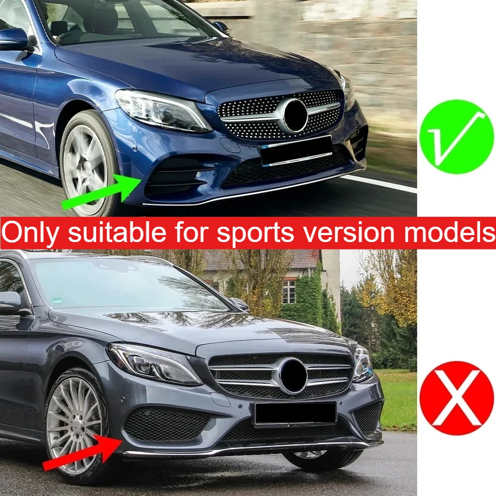 Listwy progowe przedniego zderzaka, spojler, splitter, osłony lamp przeciwmgielnych do Mercedes Benz Klasy C W205 S205 A205 C205 C200 C220d C300 2018-2021