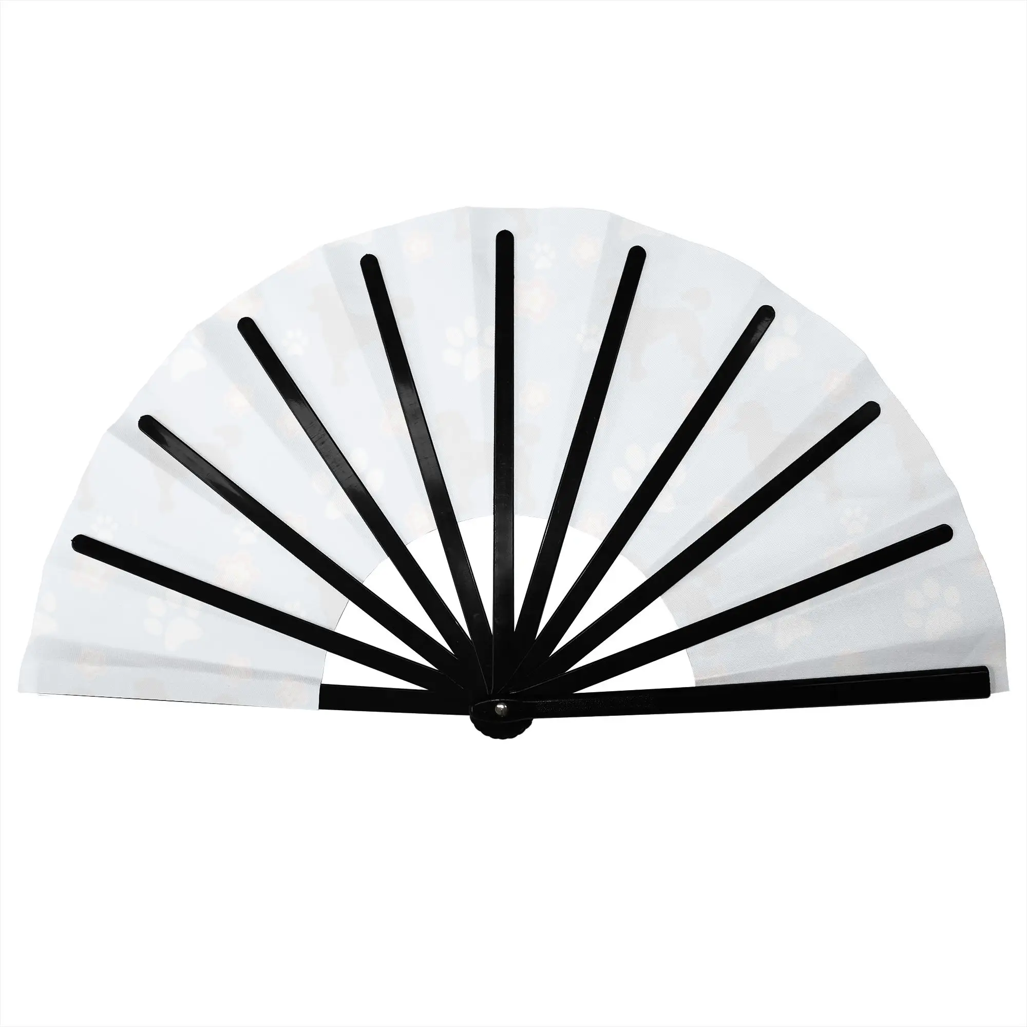 Poodle Dog Traditional Folding Fan Chinese Style Funny Puppy Paw High-Quality Polyester Fans Gift Elegant Decorative Hand Fan