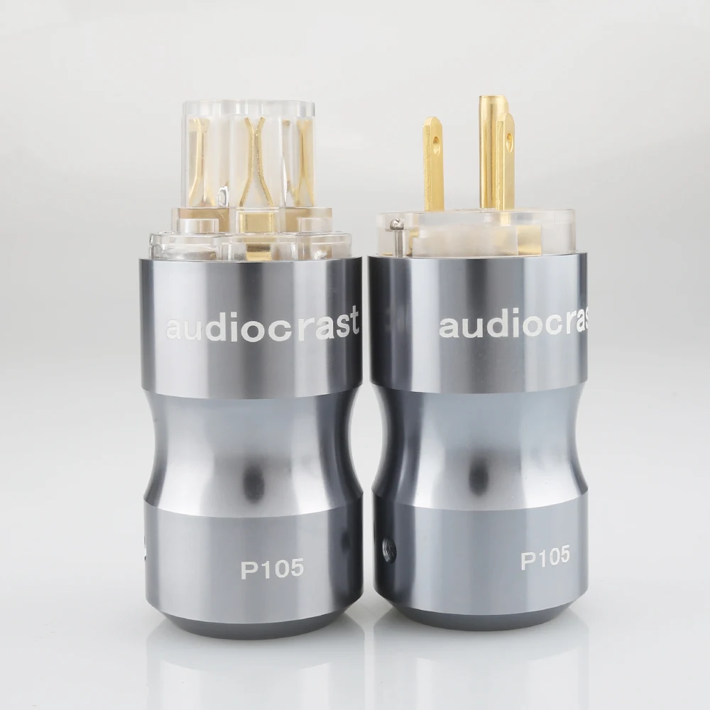 1 زوج Preffair Hifi الصوت 24K مطلية بالذهب شفاف الاتحاد الأوروبي Schuko قابس طاقة الصوت قابس طاقة HIFI مأخذ التيار الكهربائي