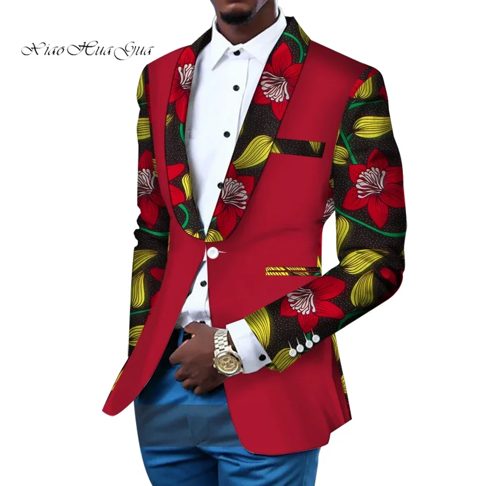 Men Blazer Slim Fit Fancy Blazers Suit Jacket African Men Clothes Blazer Wedding Dress Suit Dashiki Bazin Riche Ankara WYN145