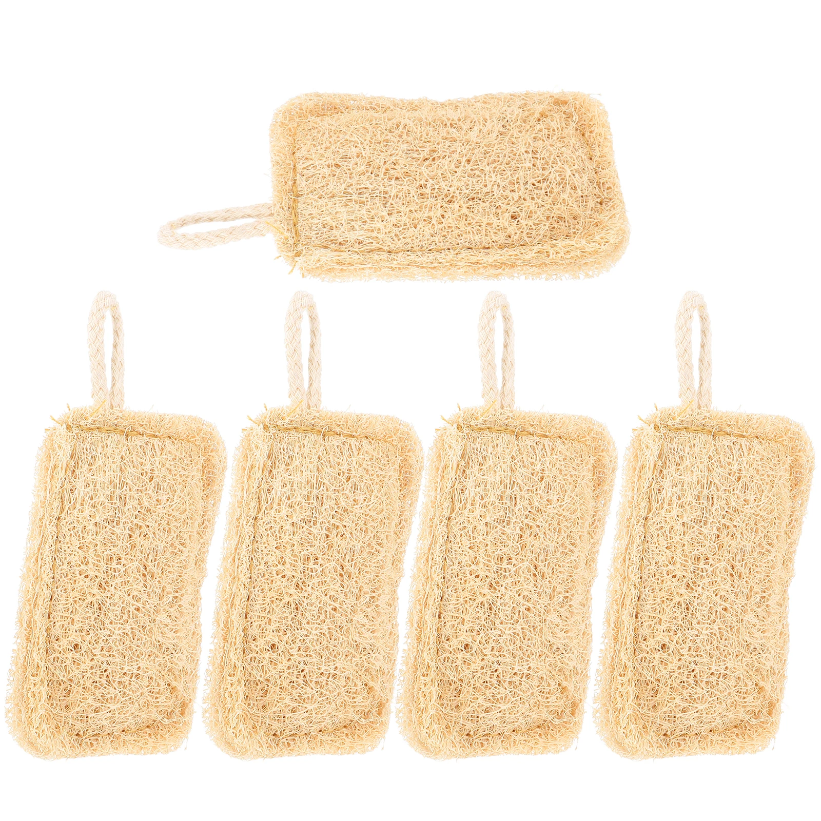 

5pcs Loofah Dish Brush Natural Material Non-stick Oil Beige Cleaning Scrubber Kitchen Dishes Bottle Palm Sponge
