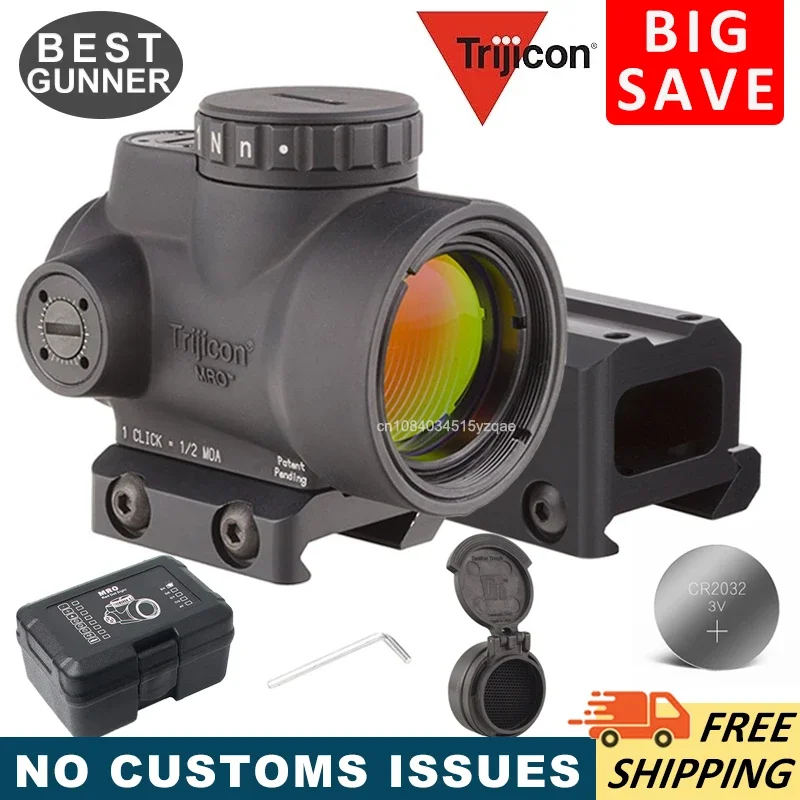 Trijicon MRO HD 2 MOA Reticle Rifle Red Dot Sight Scope Black w/Picatinny Rail Low Mount&Low 1/3 Cowitness Mount&MRO Flashkill