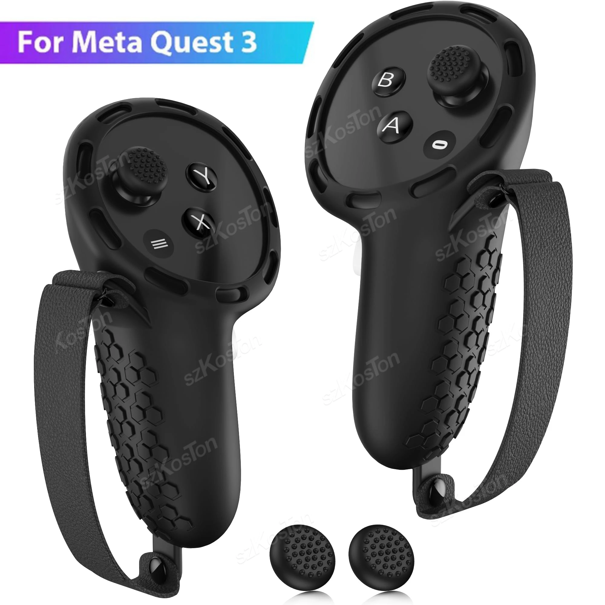 Lidar com capa protetora para Meta Quest 3, anti-colisão, controlador de toque, capa de silicone, aderência, acessórios VR