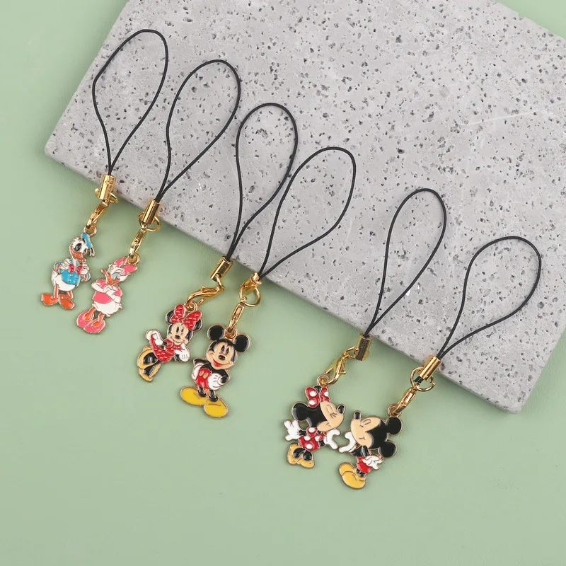 

Disney Cartoon Mickey Minnie alloy pendant keychain children's student backpack hanging accessory super cute couple phone strap