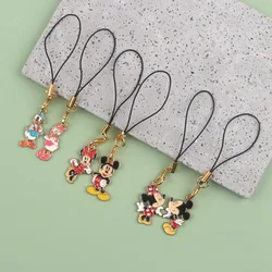 Disney-Llavero colgante de aleación de Mickey y Minnie para niños, accesorio colgante de mochila para estudiantes, correa para teléfono para parejas súper Linda