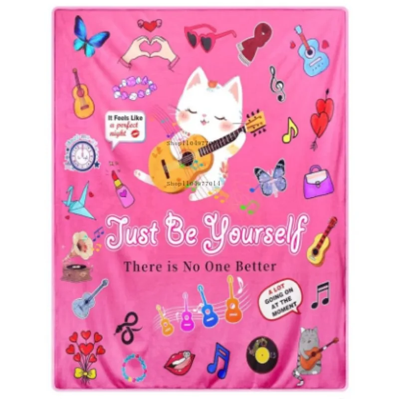 

Розовое одеяло для девочек и взрослых с бабочкой и котом, вдохновляющее позитивное одеяло на день рождения, подарок для подруги, жены, сестры