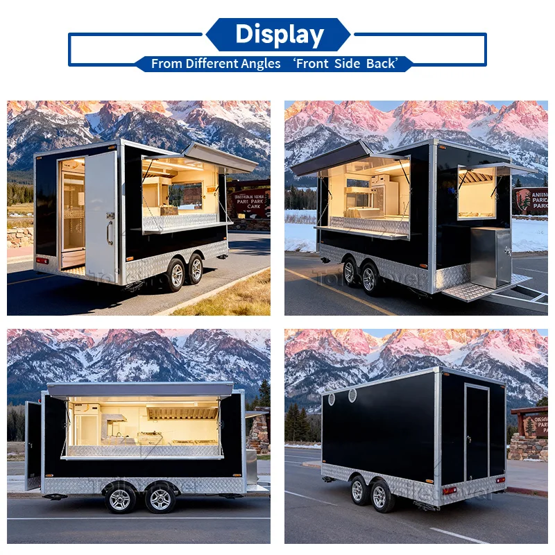 Modern Outdoor Food Truck Trailer Crepe Waffle Cheap Street Food Trailer Dessert Donut Commercial Food Trailer with Full Kitchen